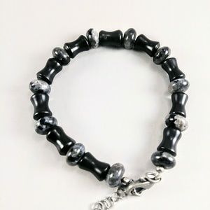 Mens Unisex Labradorite & Blackstone Bracelet